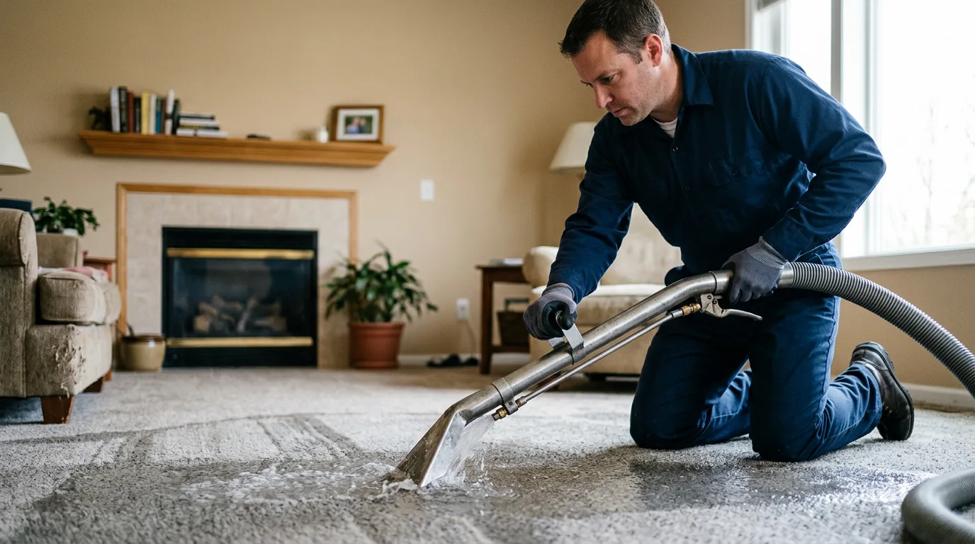 Water damage restoration technician working near Arcadia, OK